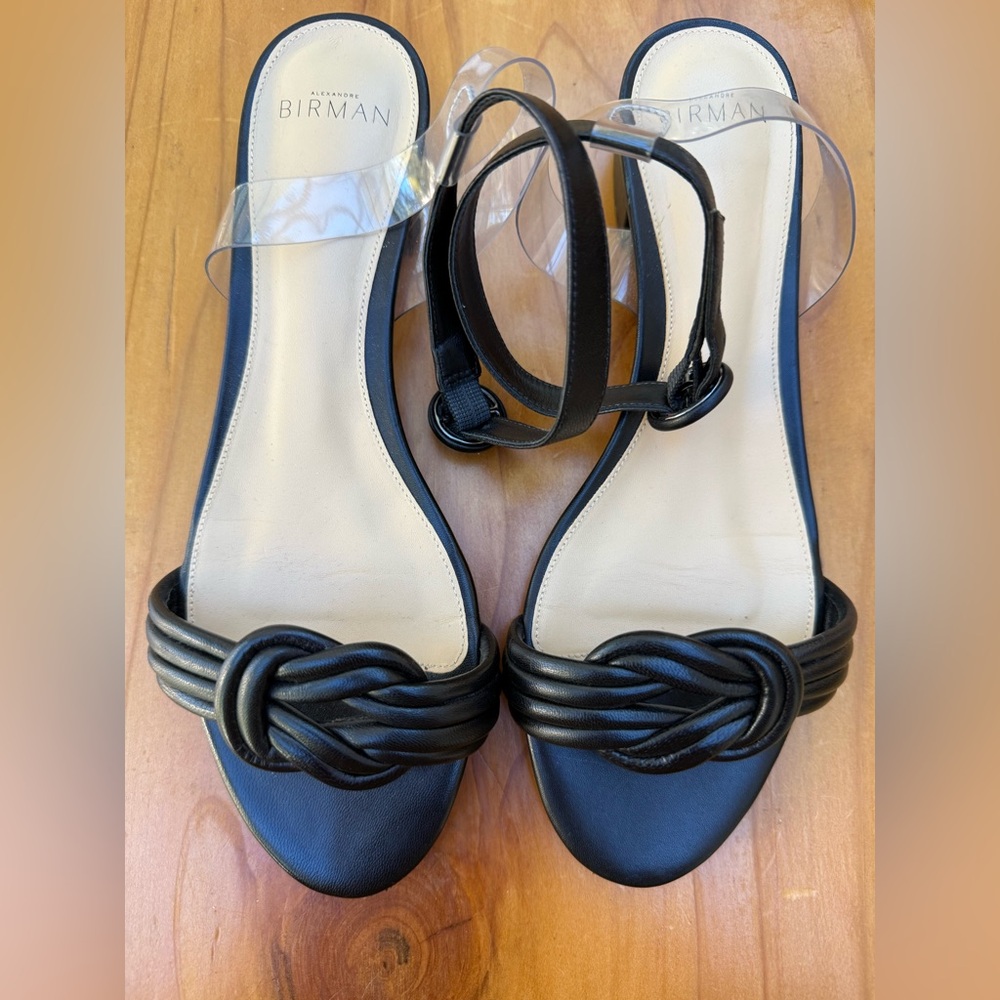 Alexandre Birman Vicky Knot Leather Sandals – 
Black, Size 9.5